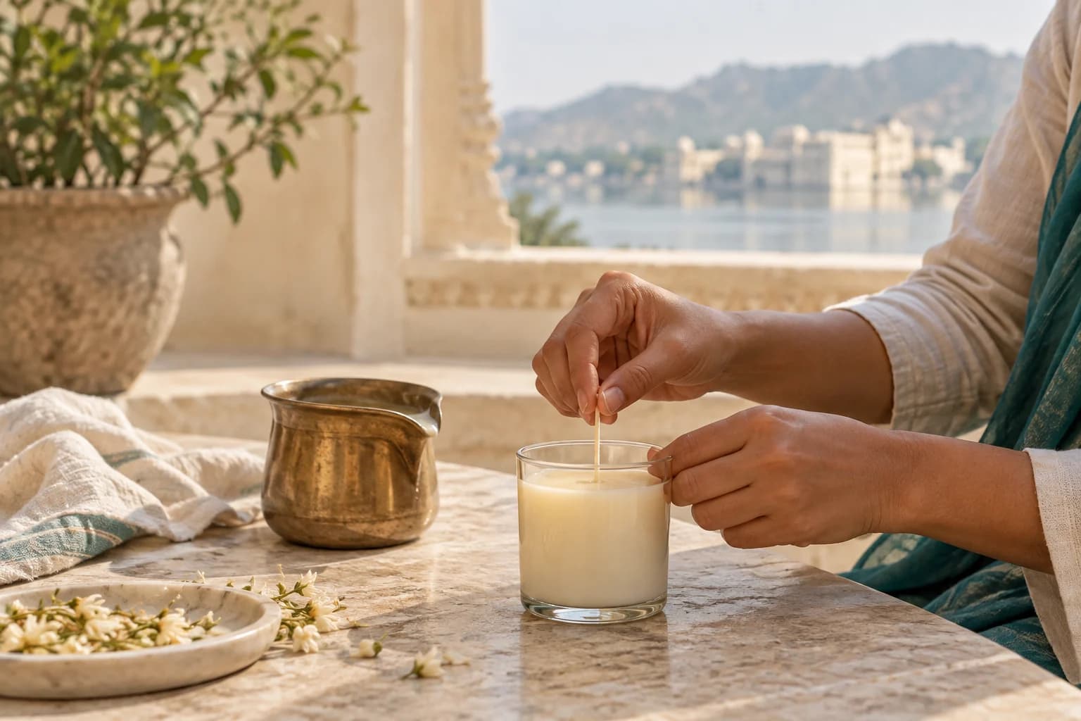 Hands making a candle